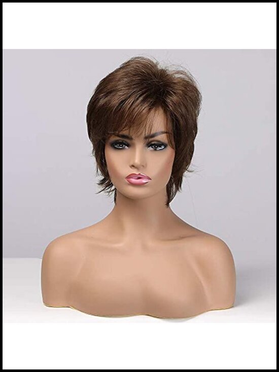 Short Pixie Cut Human Hair Blend Wig, Lightweight Heat Resistant for Women